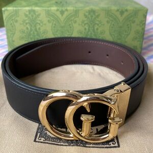 Gucci Shiny Metal Leather Black Belt